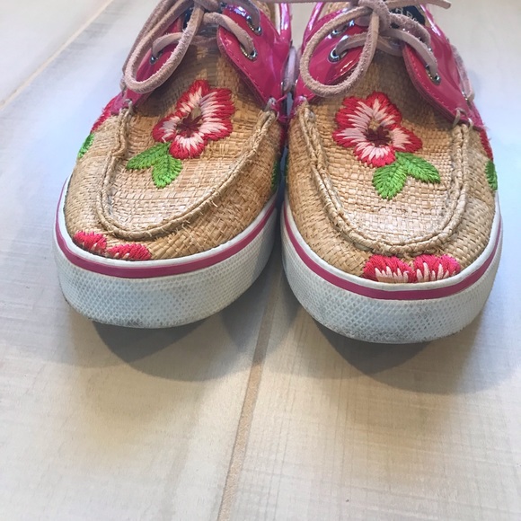 Sperry Boat Shoes Floral Embroidered Patent 7.5M - Picture 5 of 8